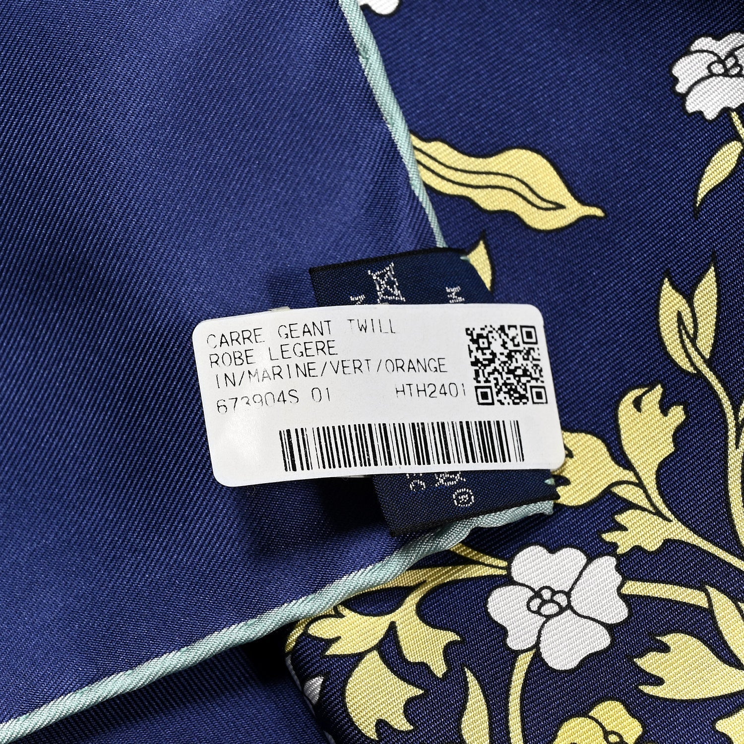 Silk Robe Legere Scarf 140 Marine Vert Orange