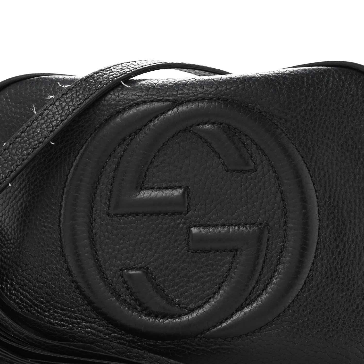 Pebbled Calfskin Small Soho Disco Bag Black