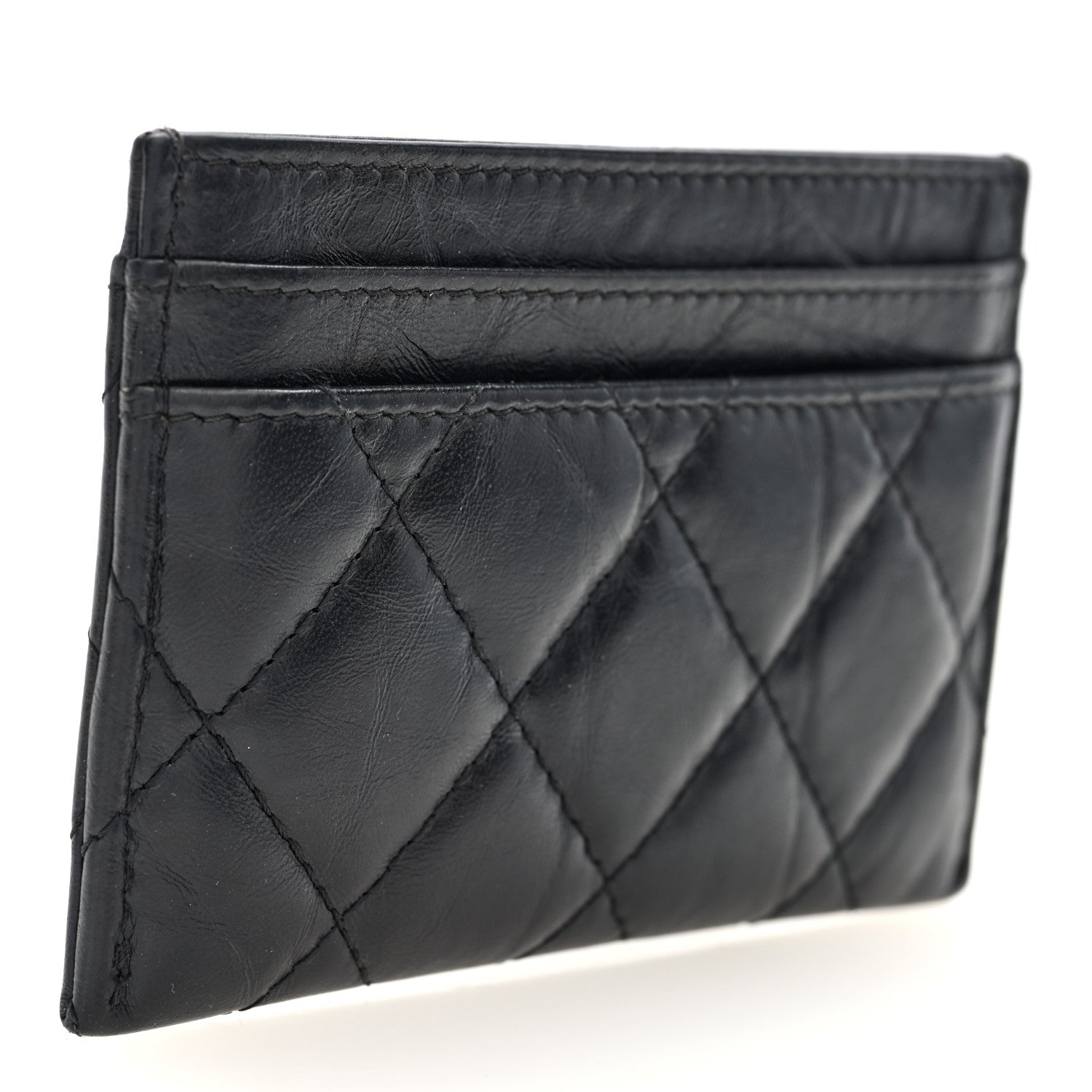 Aged Calfskin Quilted Reissue Card Holder So Black