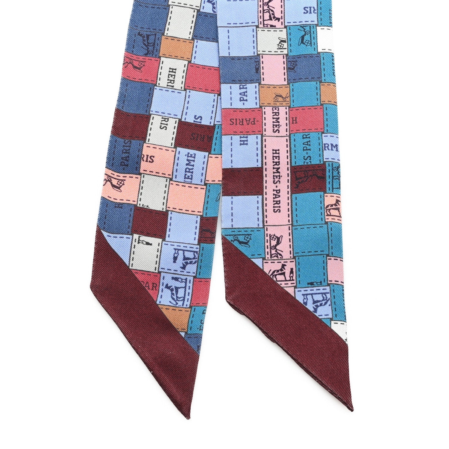 Silk Bolduc Au Carre Twilly Ciel Cobalt Bordeaux