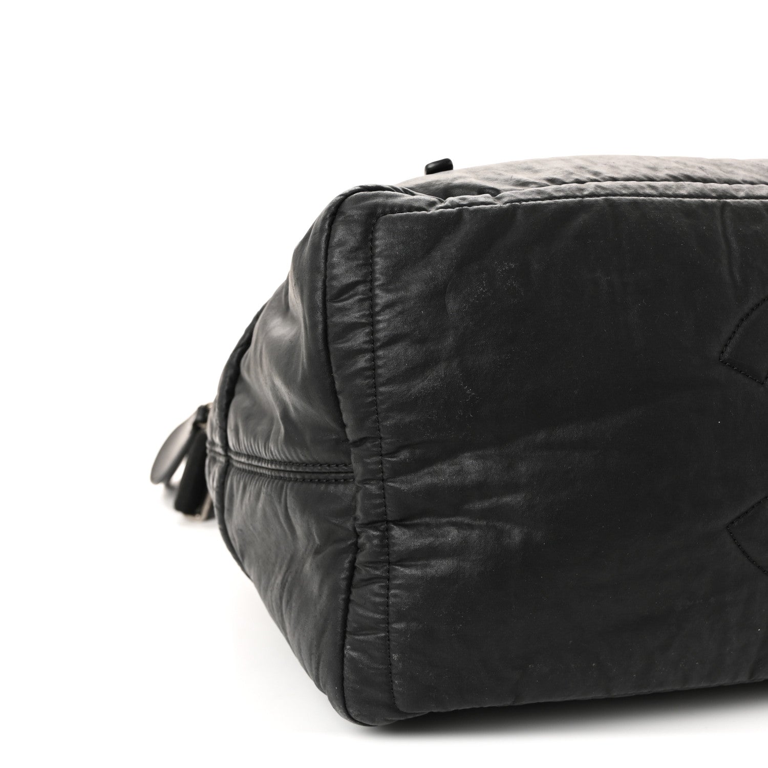 Coated Canvas Quilted Large Garment Travel Bag Black