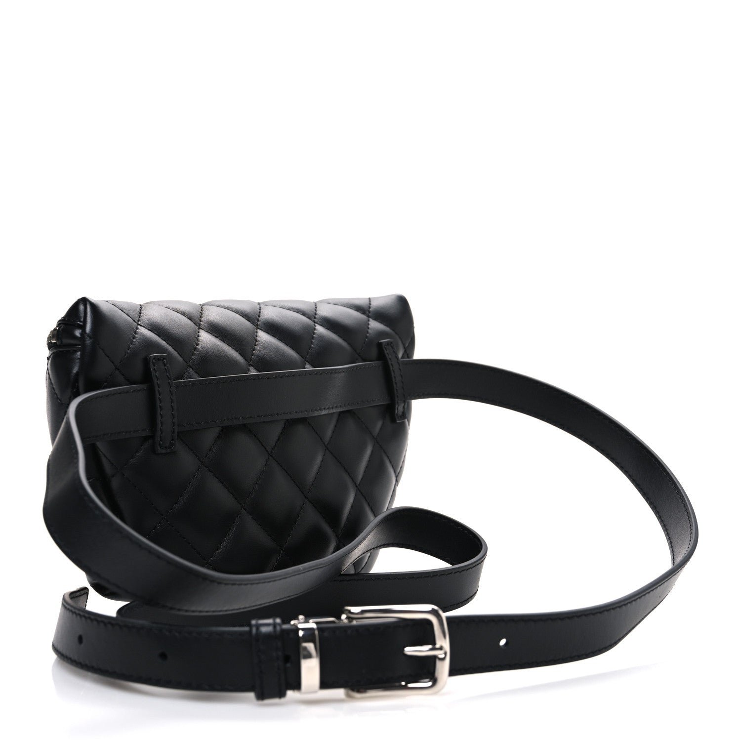 Lambskin Quilted Waist Belt Bag Black