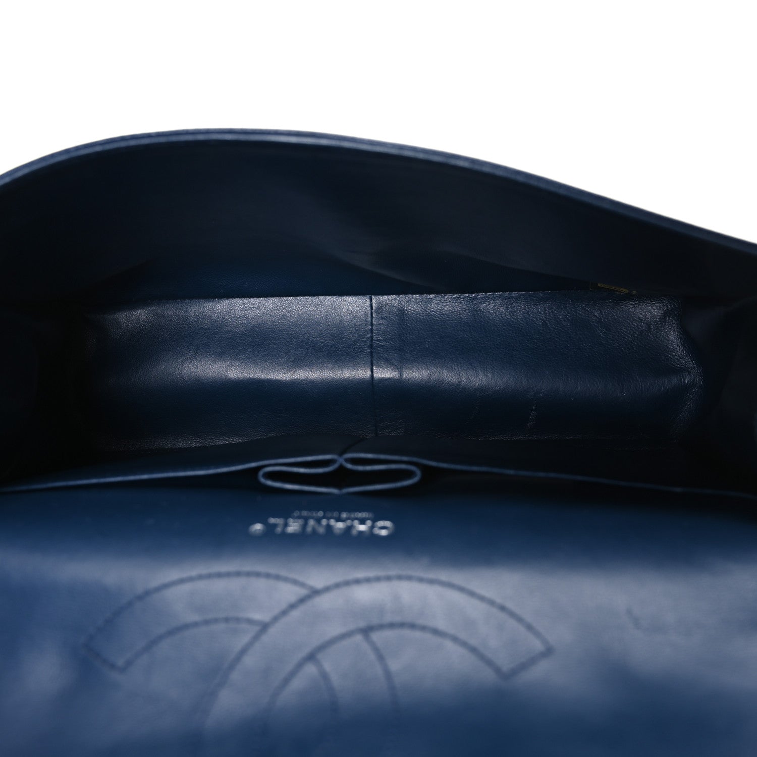 Caviar Quilted Jumbo Double Flap Navy Blue
