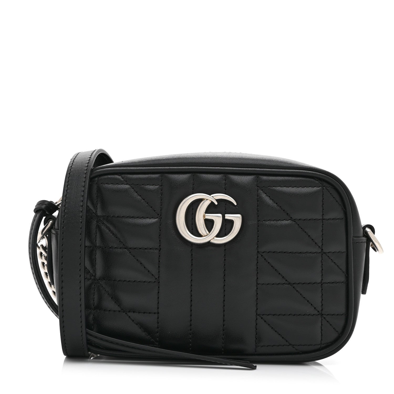 Calfskin Matelasse Aria Mini GG Marmont Chain Shoulder Bag Black