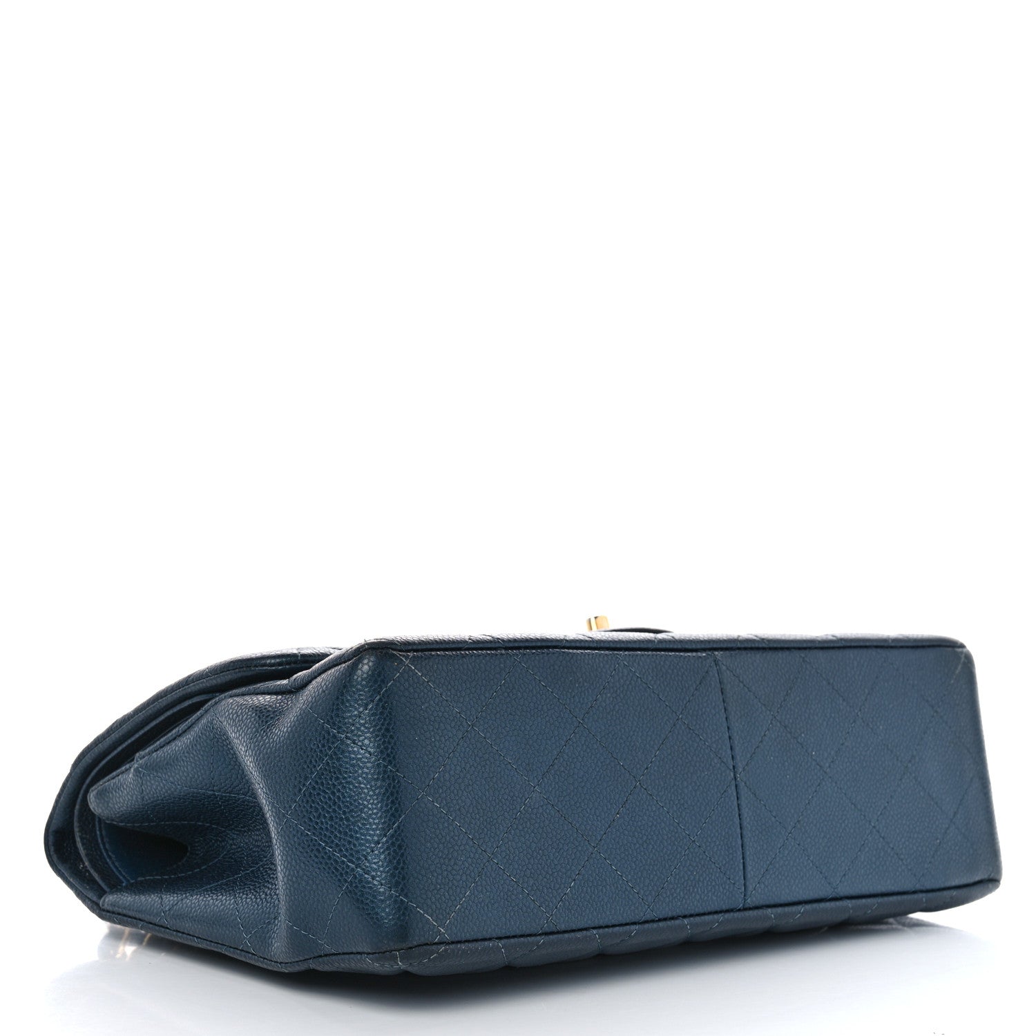 Metallic Caviar Quilted Jumbo Double Flap Dark Blue
