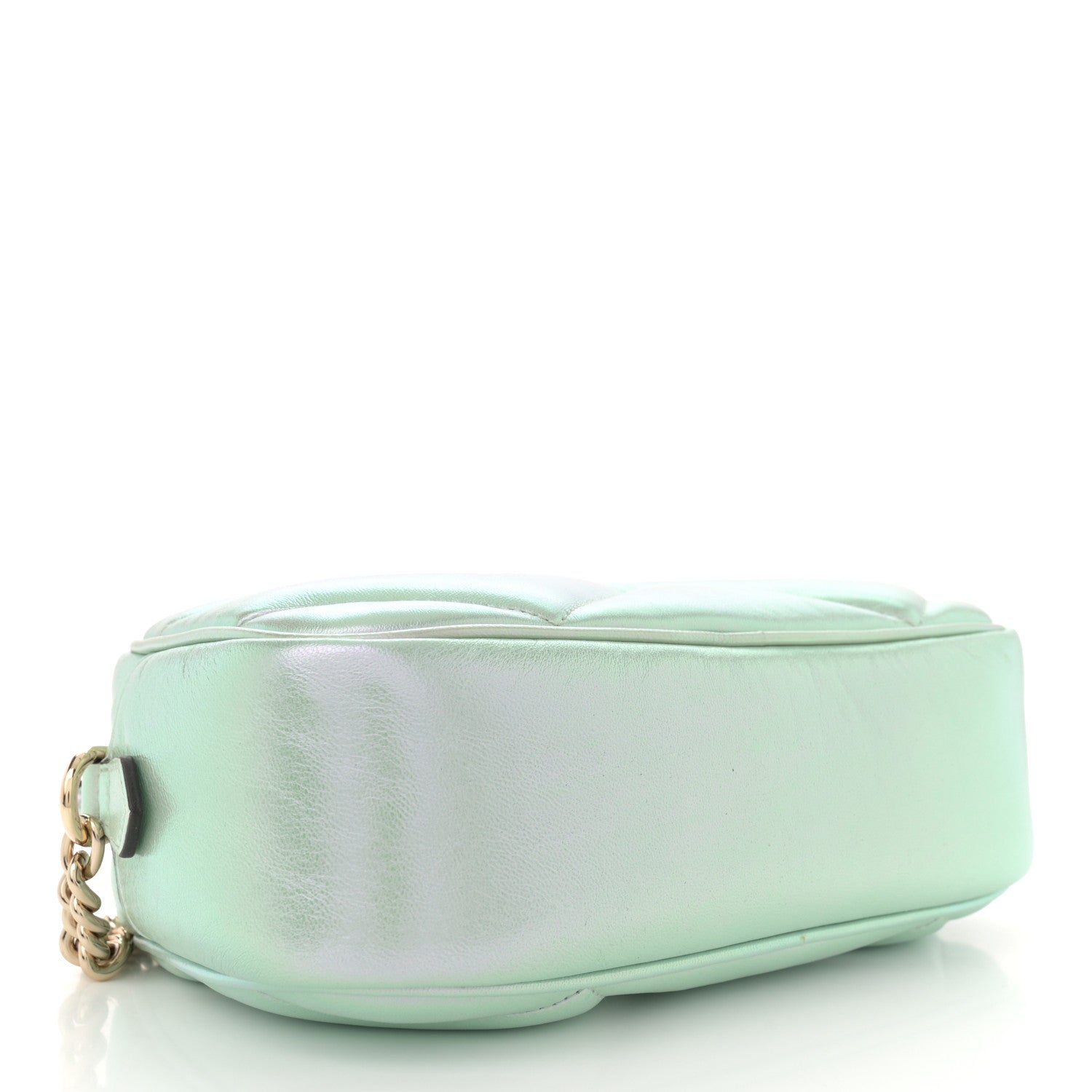 Iridescent Nappa Chevron Matelasse Small GG Marmont Chain Shoulder Bag Iridescent Salvy Green
