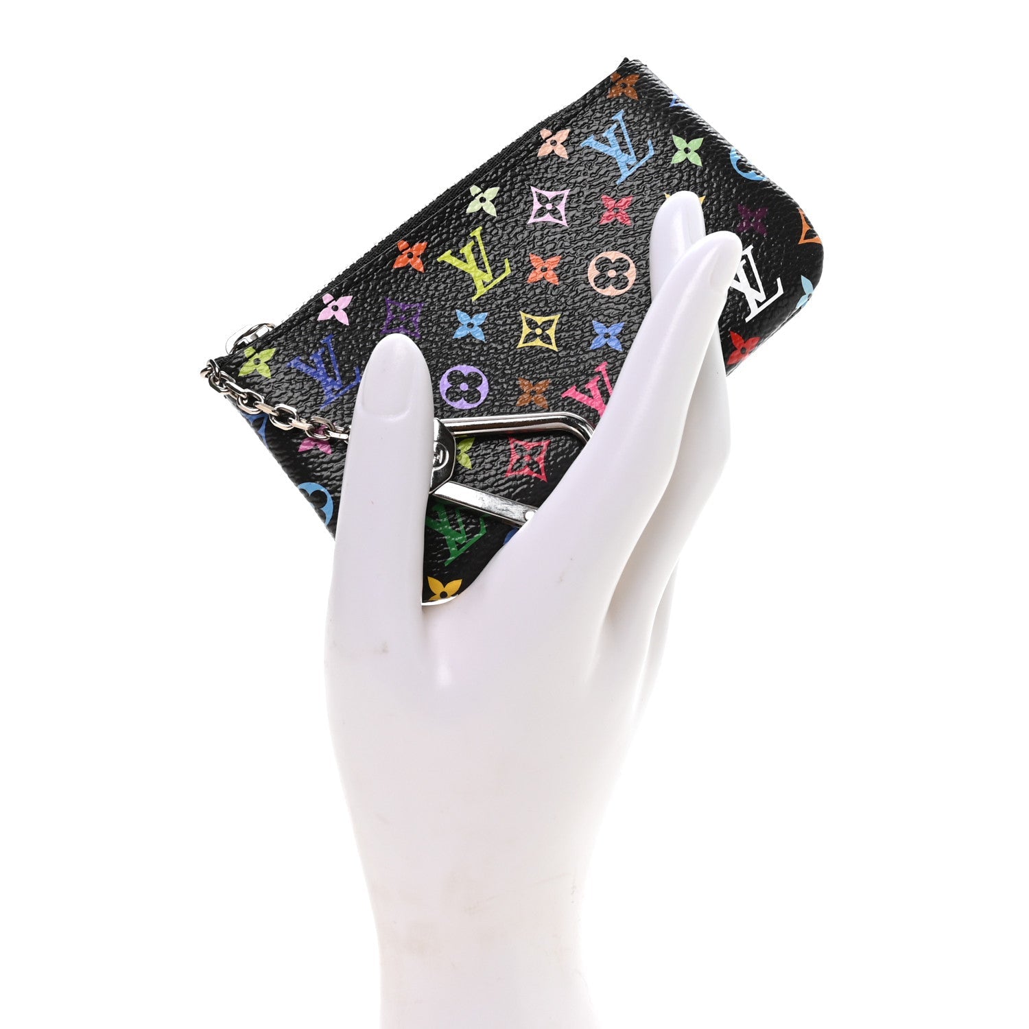 LV X TM Monogram Multicolor Key Pouch Black