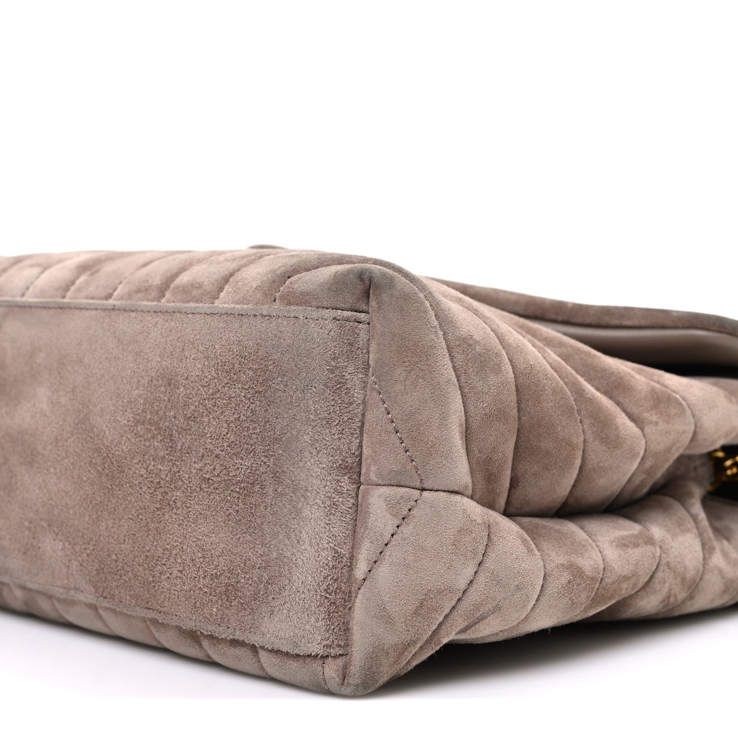 Suede Y Quilted Monogram Medium Loulou Chain Satchel Taupe