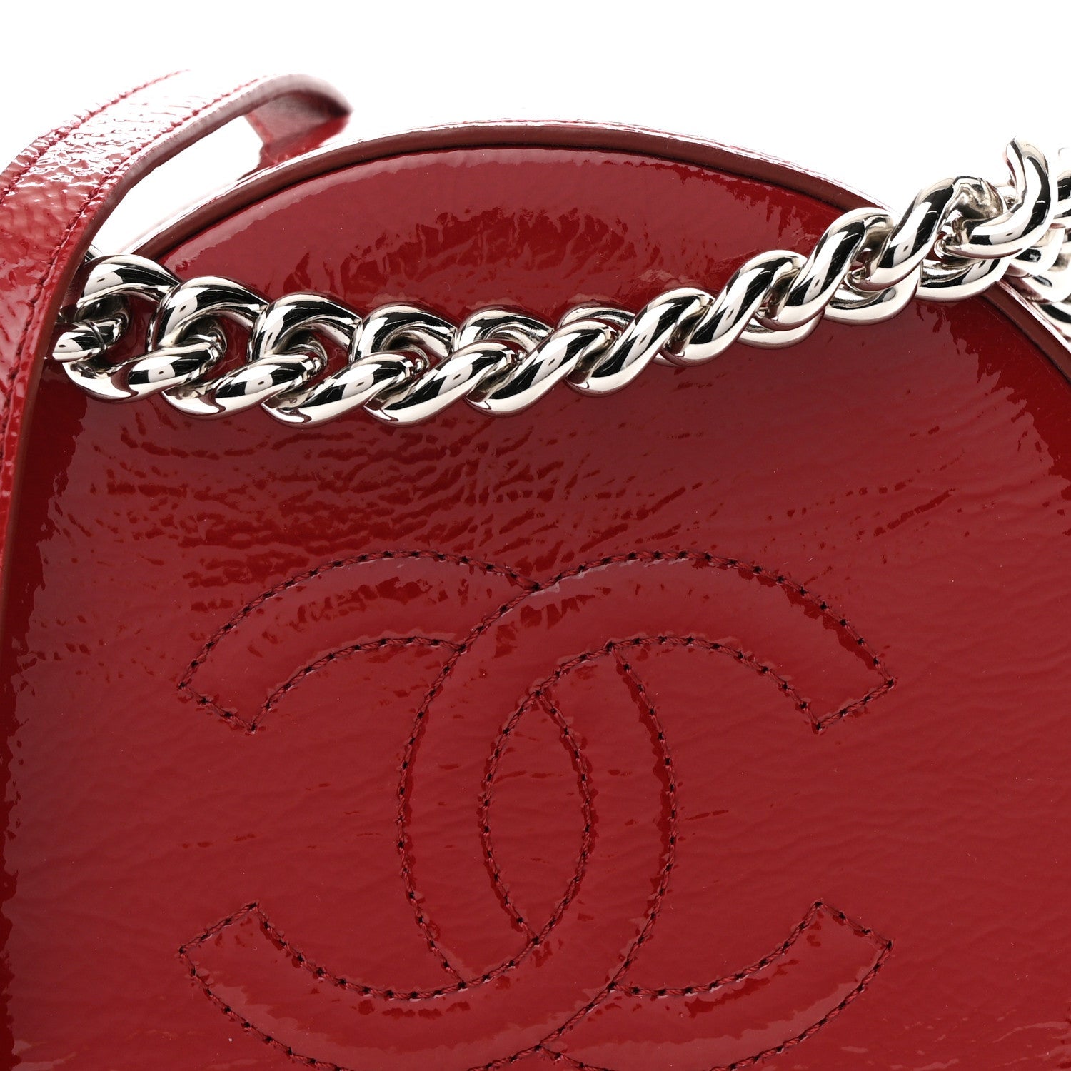 Patent Round As Earth Evening Bag Red