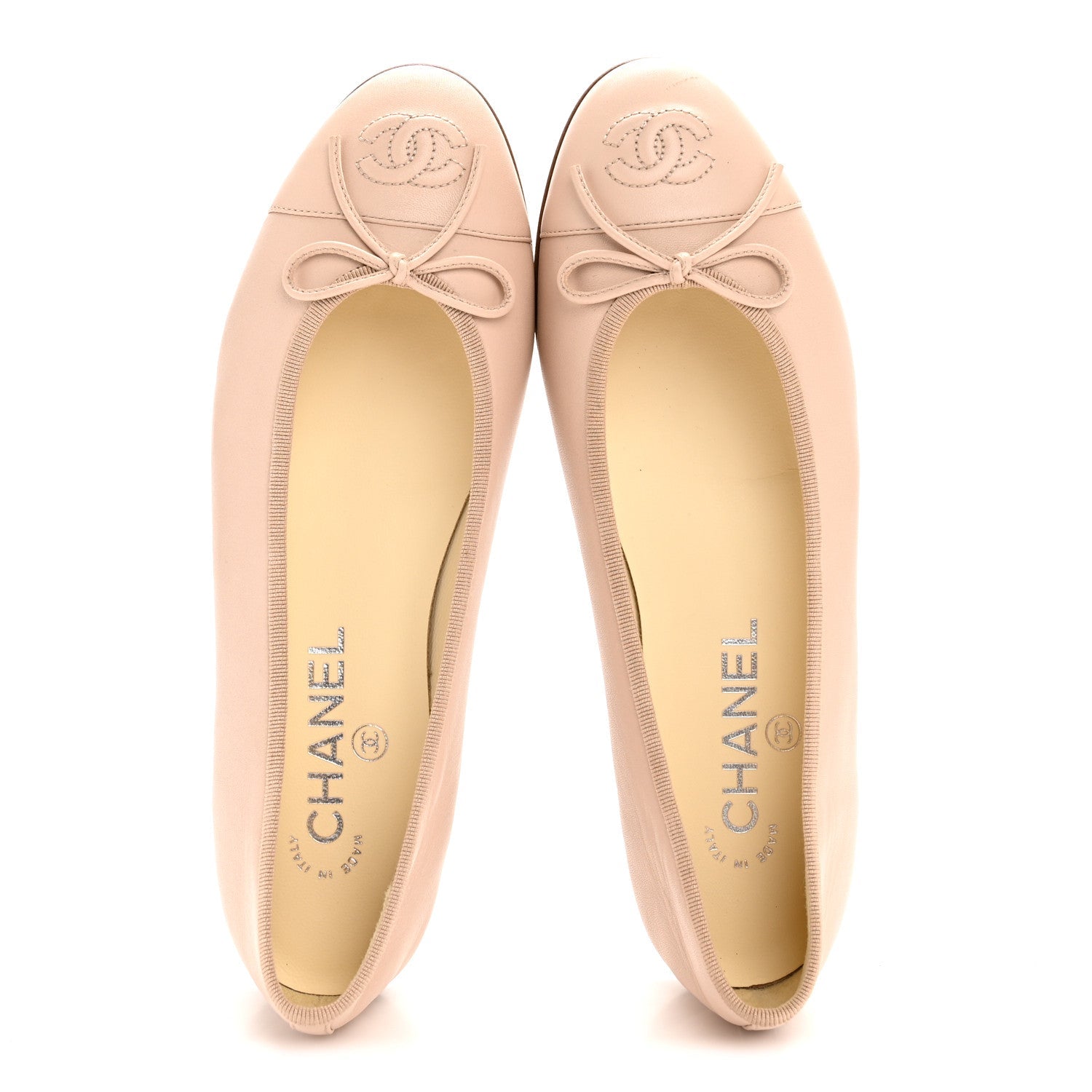 Lambskin Cap Toe CC Ballerina Flats 37 Beige