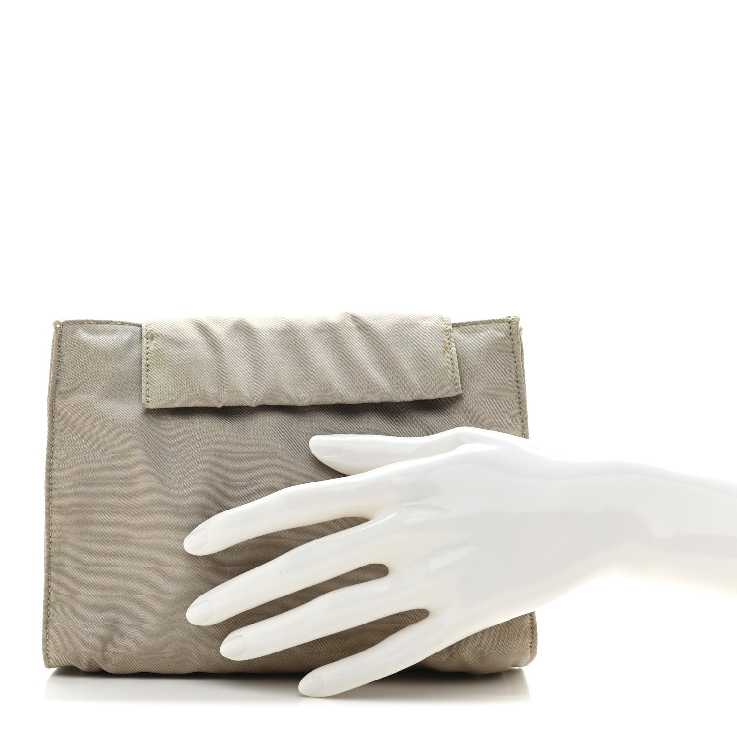 Satin Logo Clutch Sabbia
