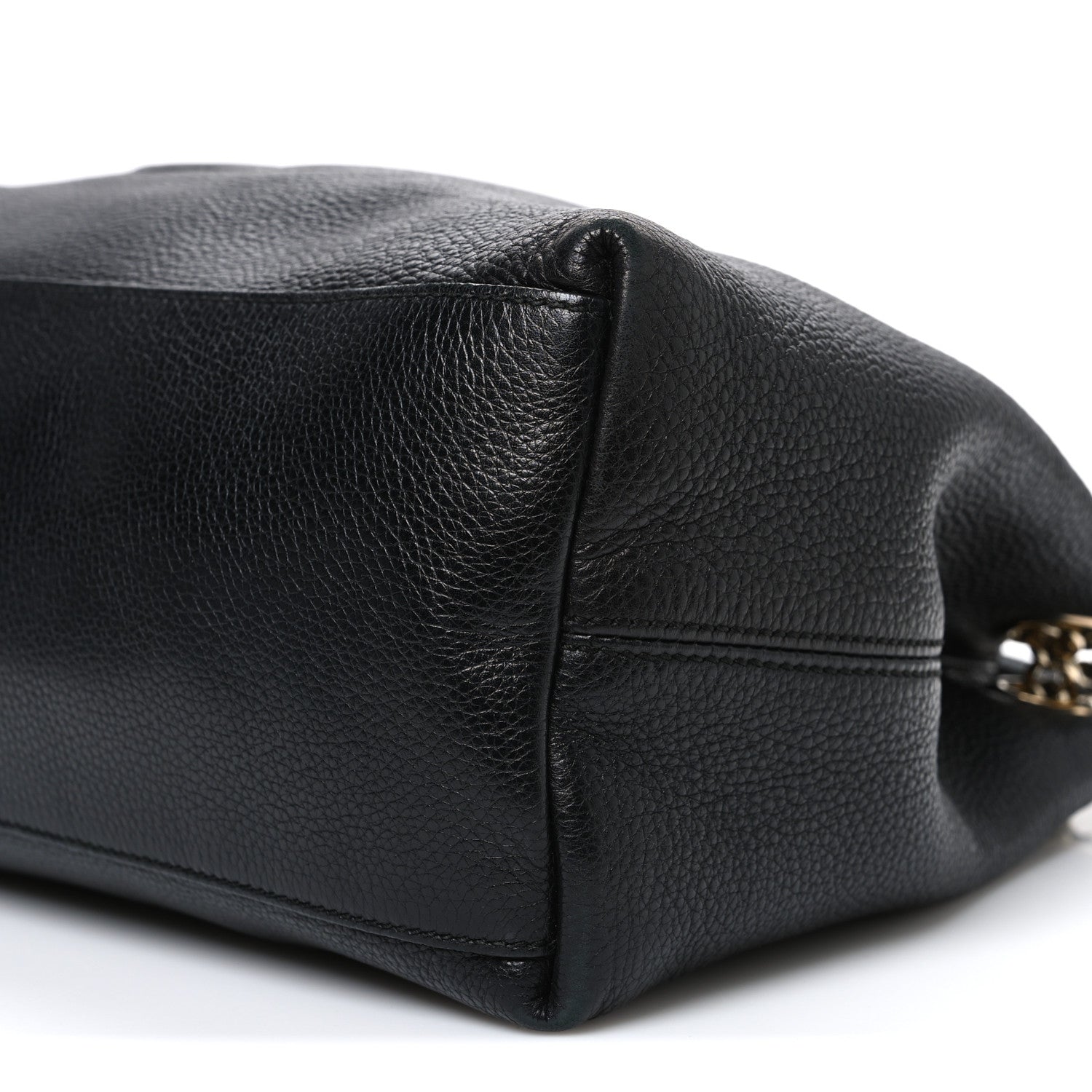Pebbled Calfskin Medium Soho Chain Shoulder Bag Black