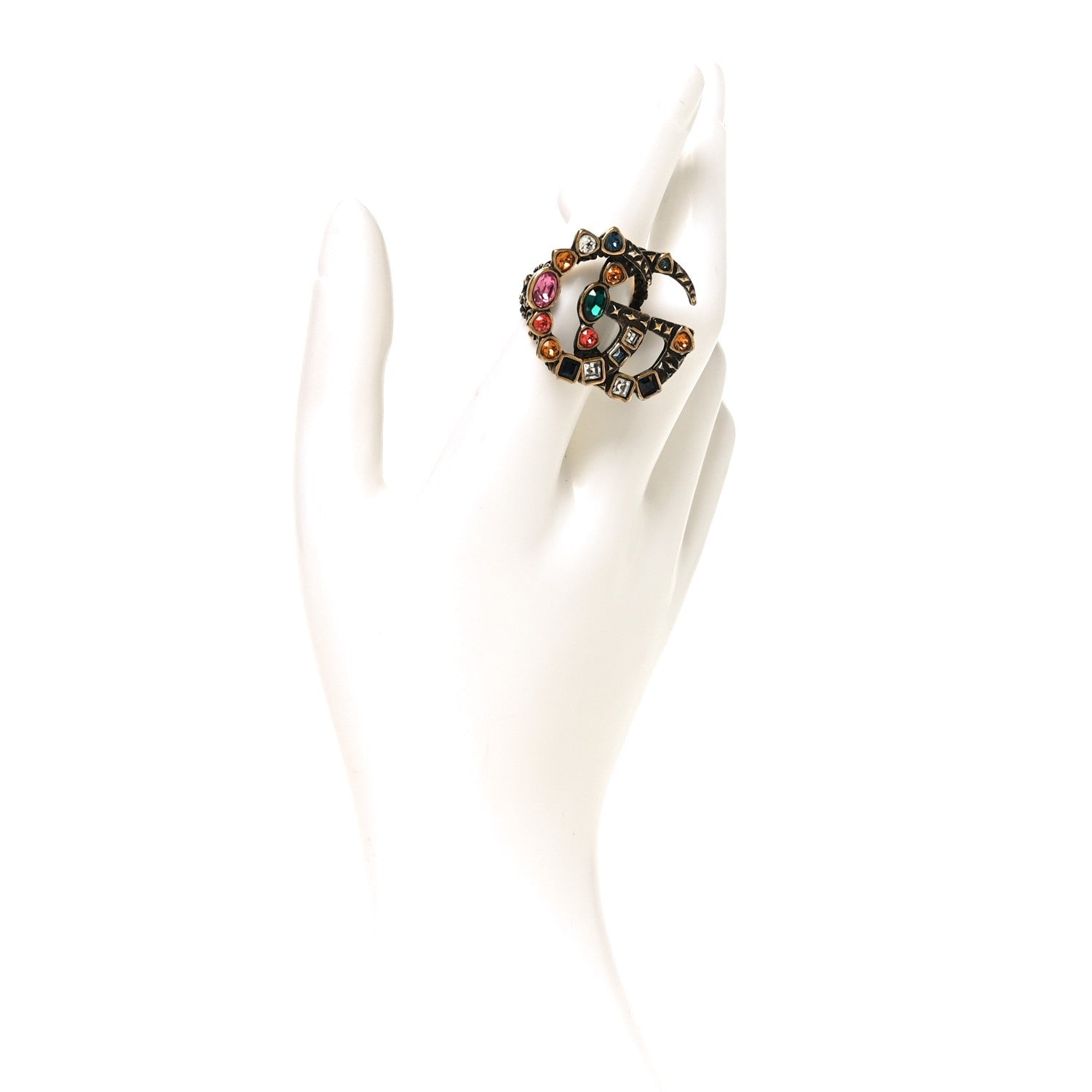 Crystal Double G Ring S Multicolor