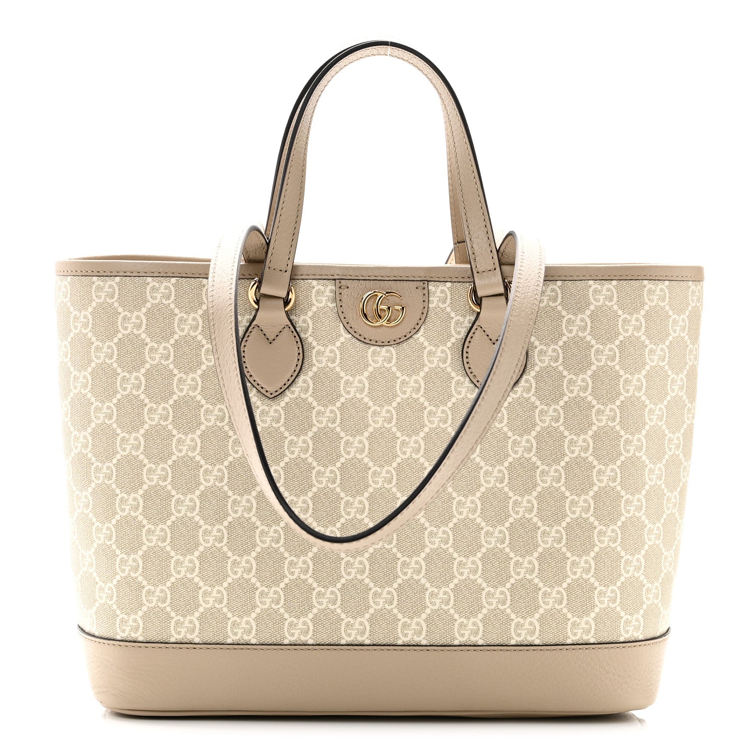GG Supreme Monogram Textured Dollar Calfskin Small Ophidia Shoulder Tote Bag Beige Mystic White Oatmeal