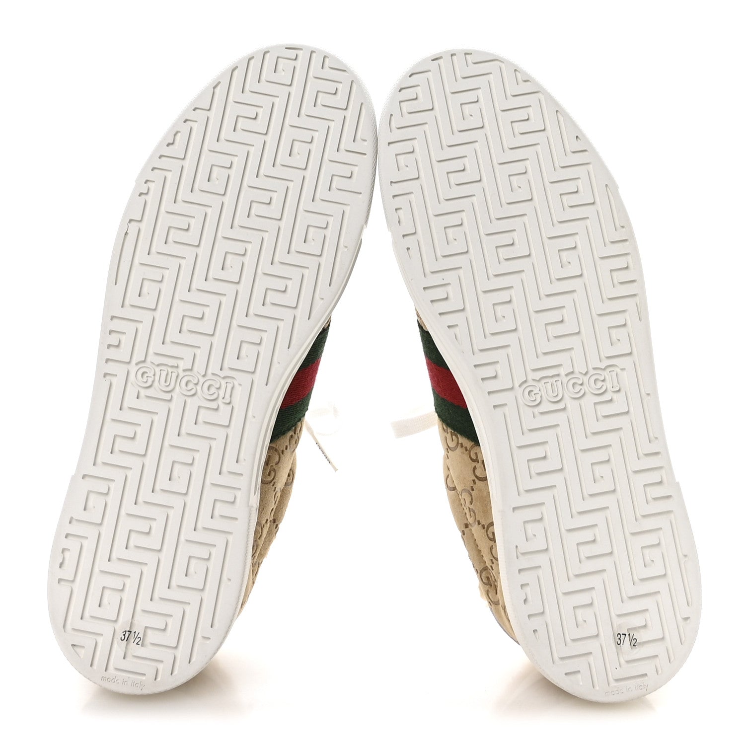 Suede Shearling Prestige GG Monogram Web Womens Ace Sneakers 37.5 Beige White Multicolor Mystic White