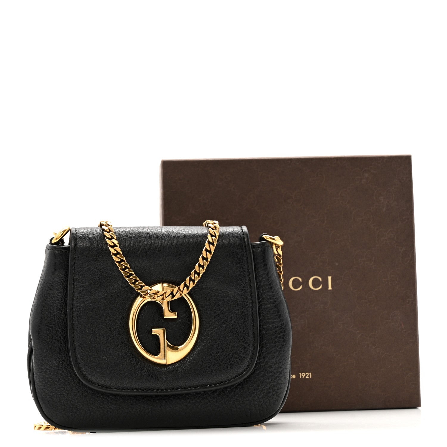 Pebbled Calfskin Small 1973 Chain Shoulder Bag Black