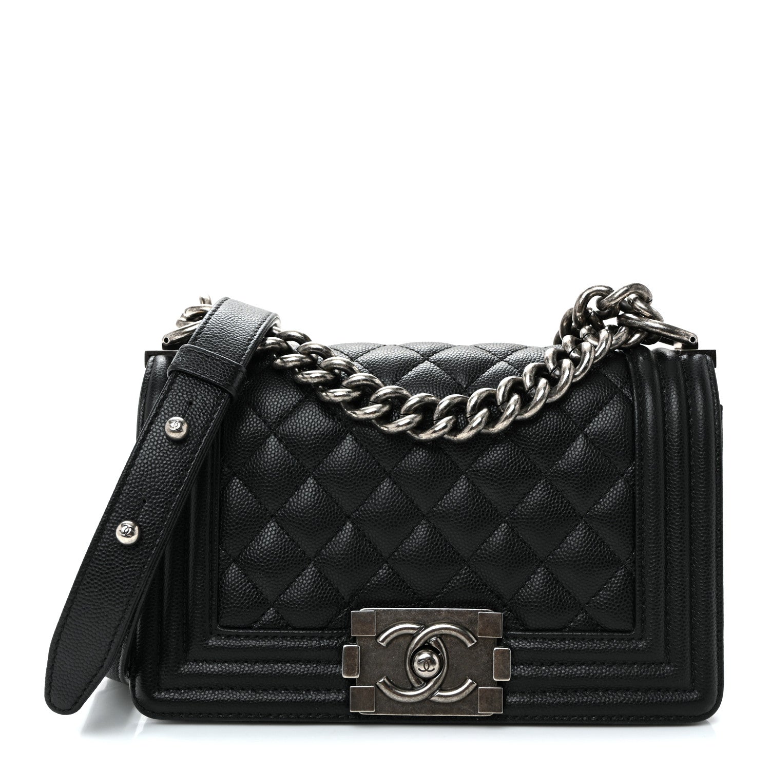 Caviar Quilted Small Boy Flap Black