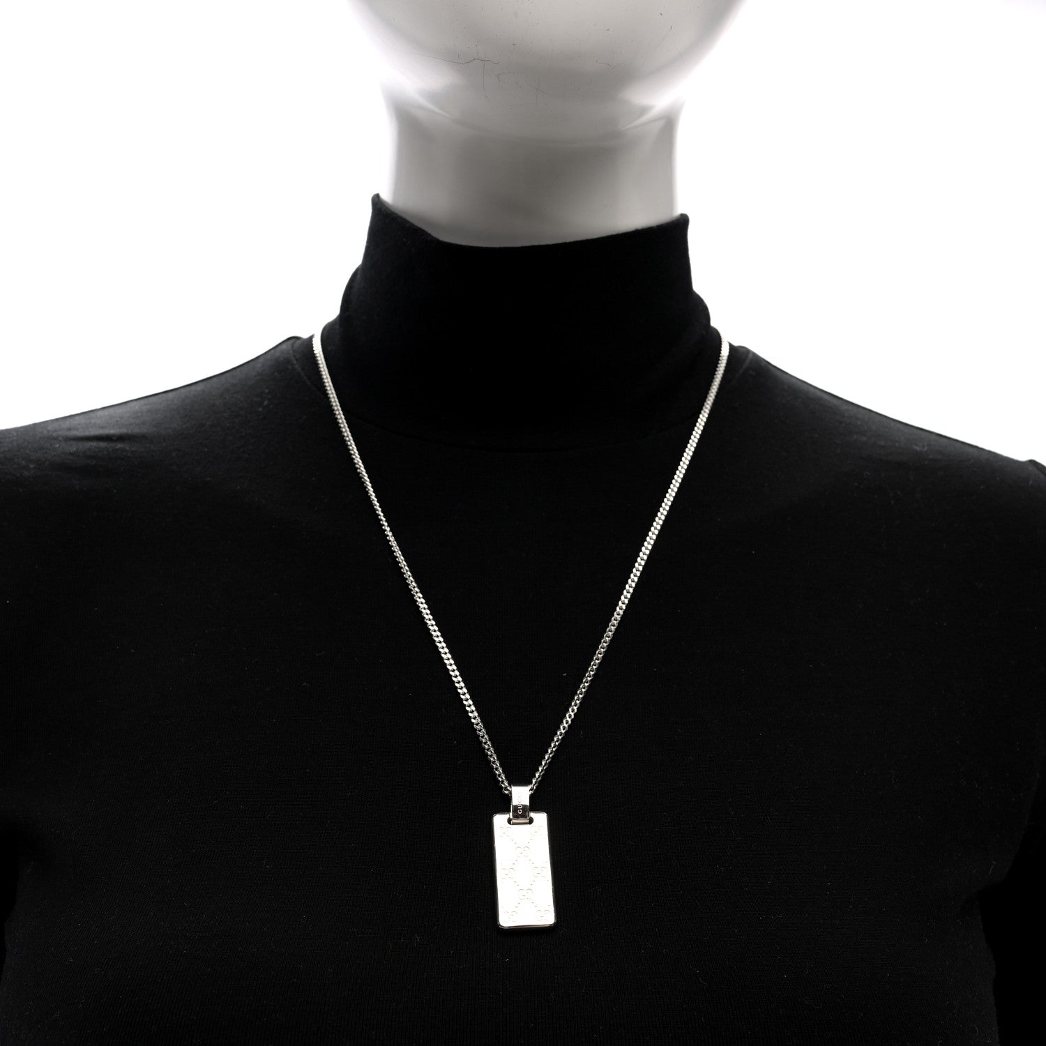 Sterling Silver Signature Tag Pendant Necklace