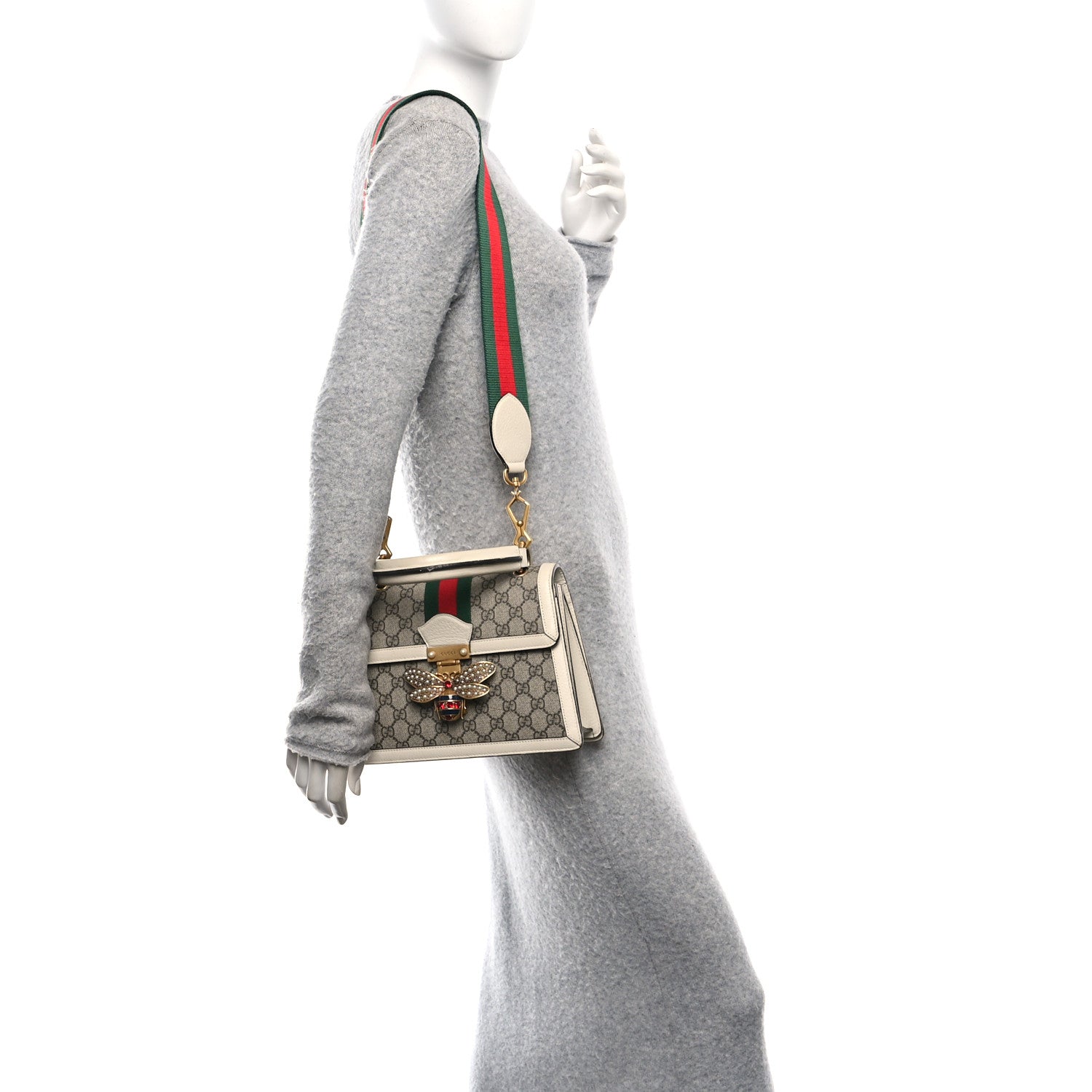 GG Supreme Monogram Small Queen Margaret Top Handle Bag White