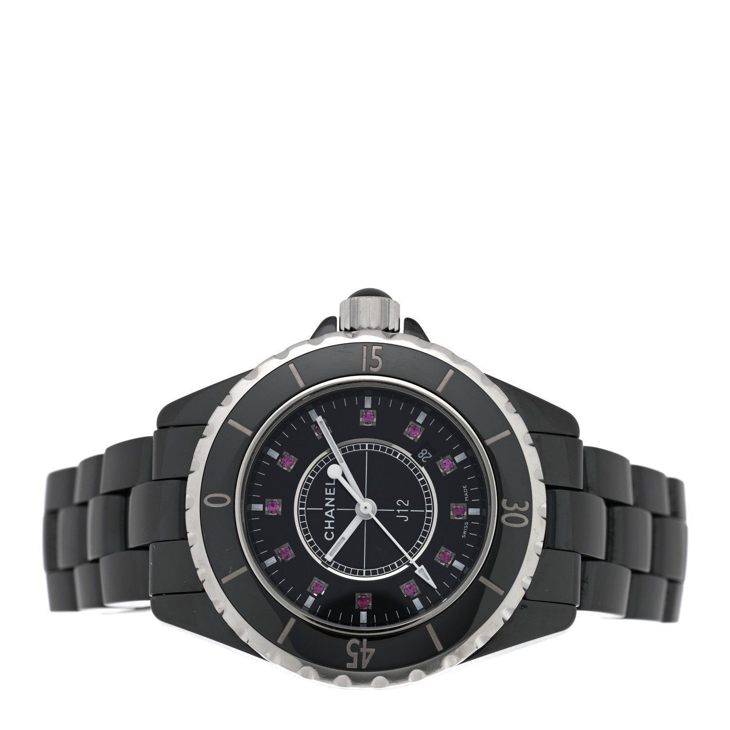 Stainless Steel Ceramic Ruby 33mm J12 Quartz Watch Black