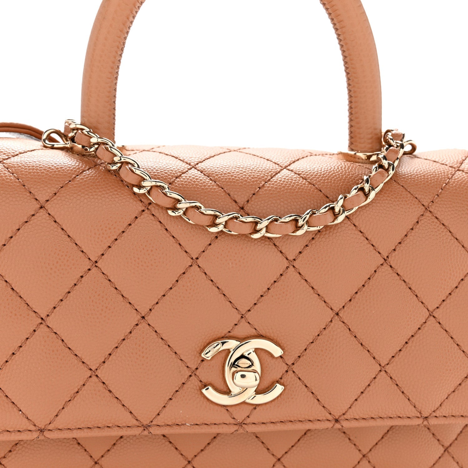 Caviar Quilted Mini Coco Handle Flap Brown