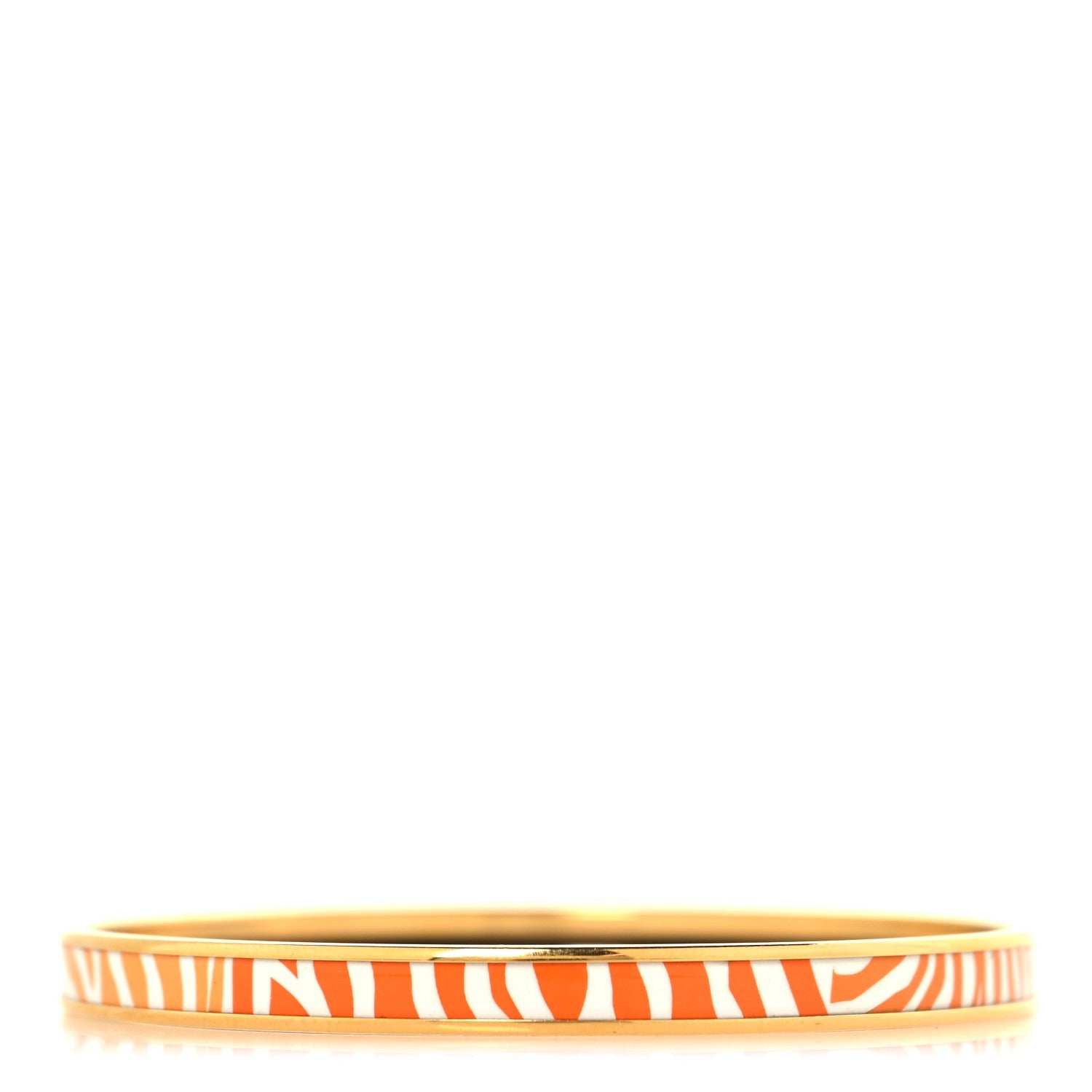 Enamel Printed Extra Narrow Zebres De Tanzanie Bracelet 65 Orange White