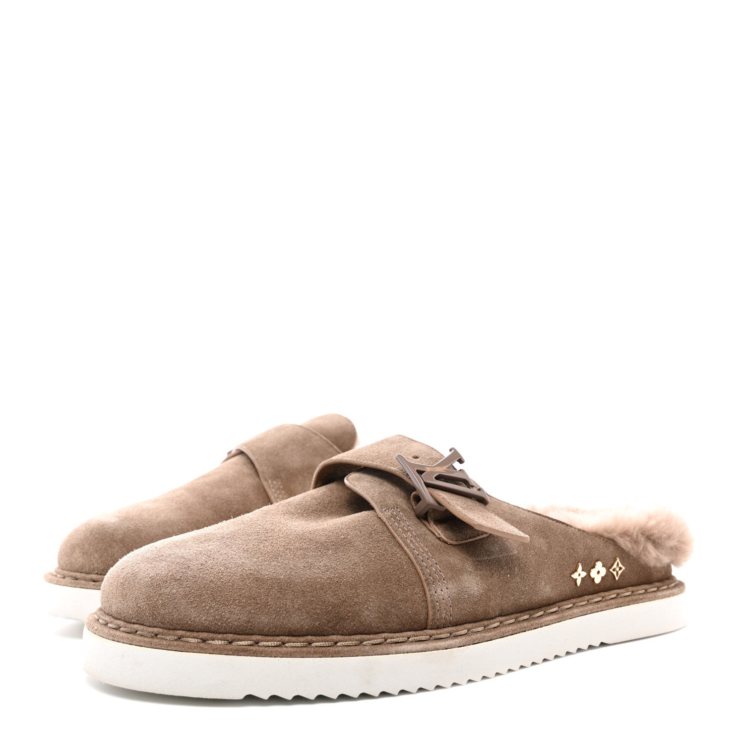 Monogram Fur LV Easy Mens Mules 9 Brown
