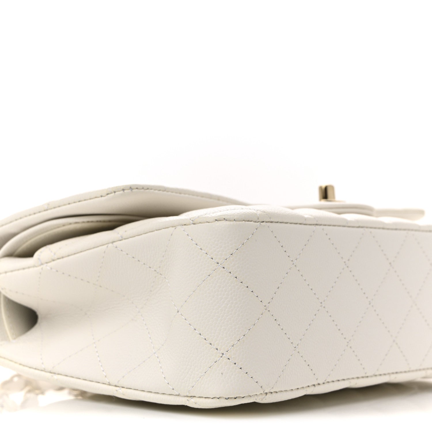 Caviar Quilted Medium Double Flap White