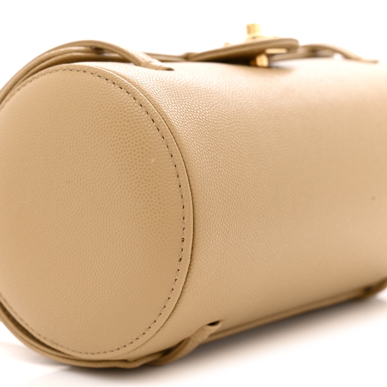 Shiny Caviar Preppy Coco Small Bowling Bag Dark Beige