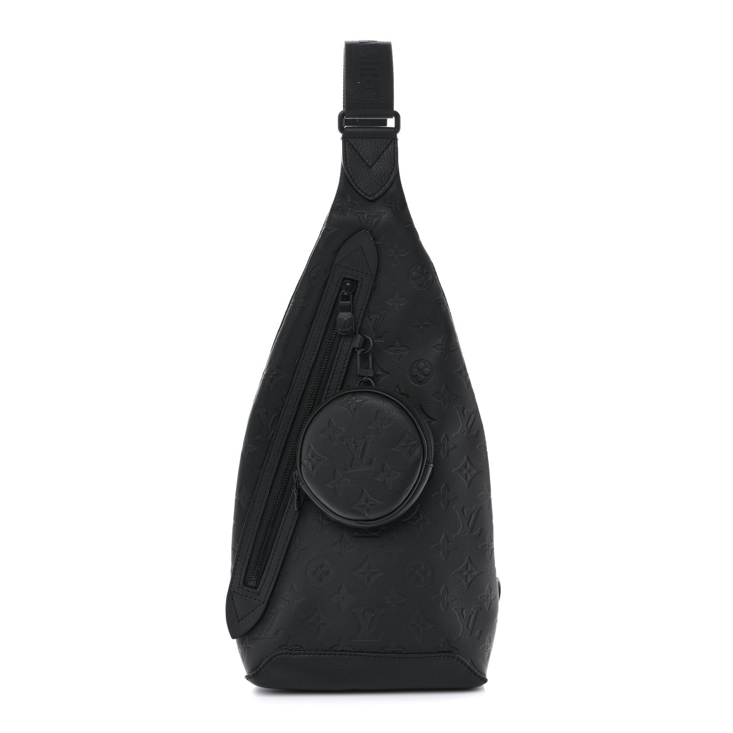 Calfskin Shadow Monogram Duo Slingbag Black