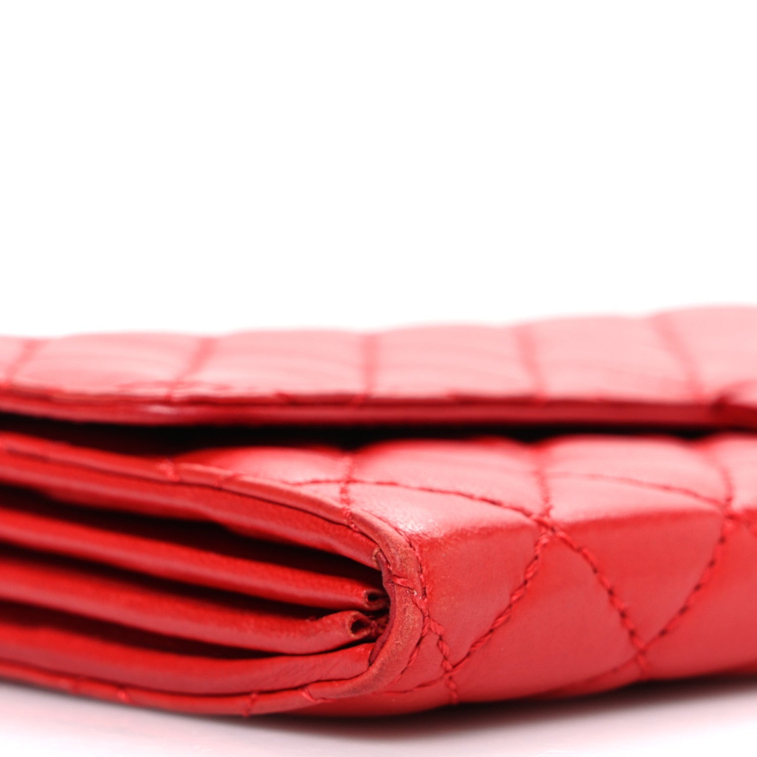 Lambskin Quilted East West Flap Clutch Red
