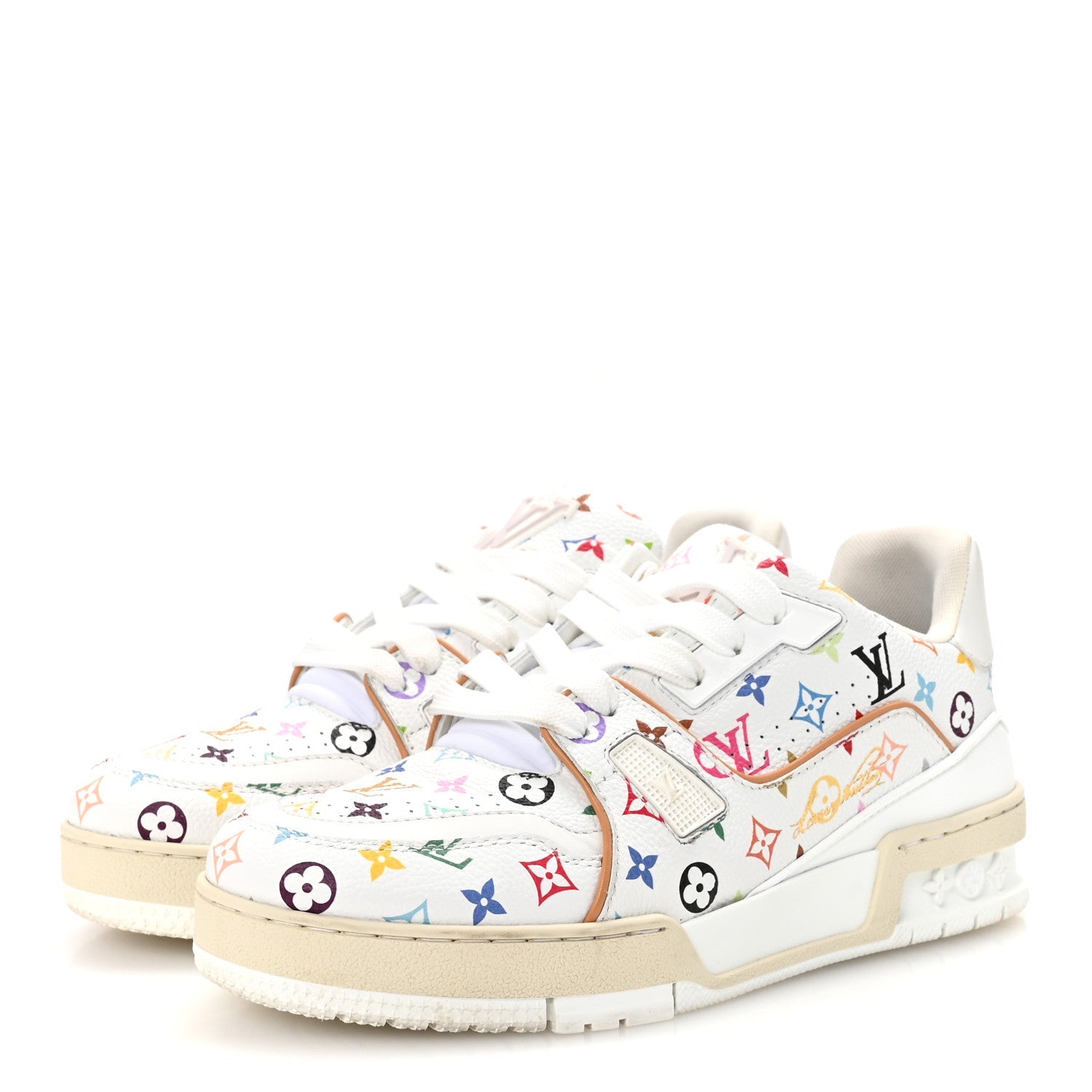 LV X TM Calfskin Monogram Multicolor Womens LV Trainer Sneakers 37.5 White