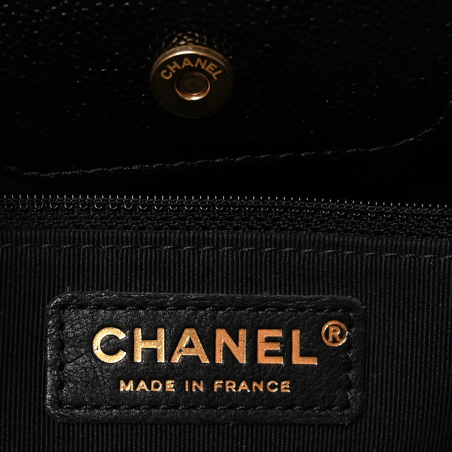 Caviar Quilted Small Trapezoid Chain Shopping Tote Black