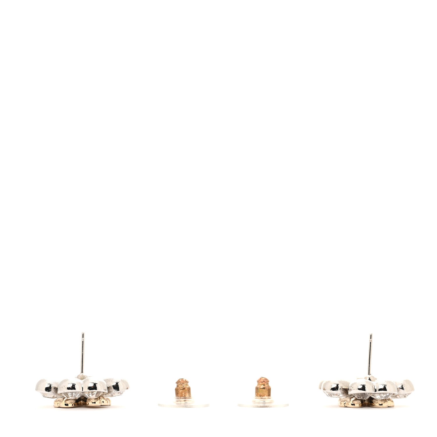 Crystal CC Clover Drop Earrings Silver Gold
