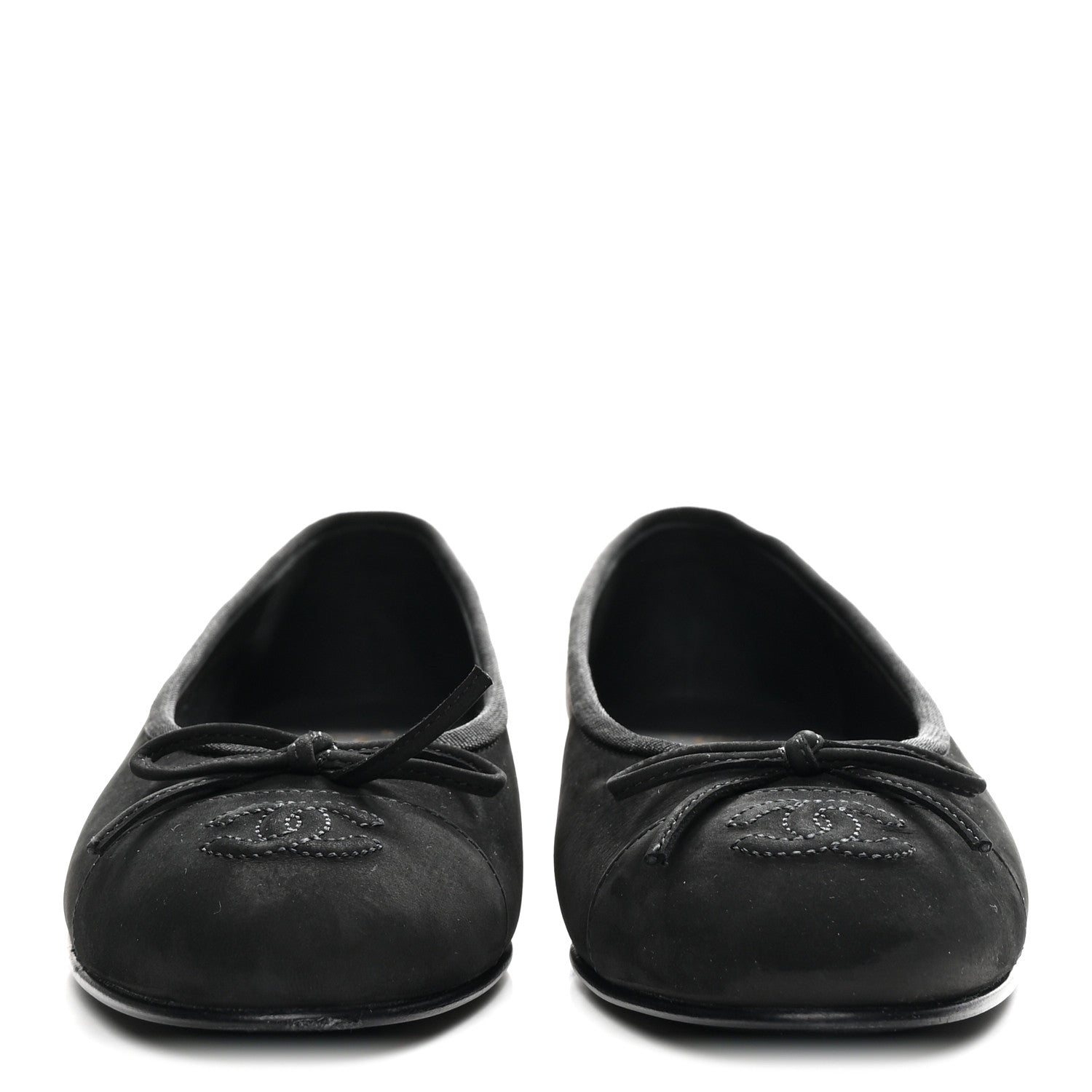 Suede Calfskin Cap Toe CC Ballerina Flats 36 Black