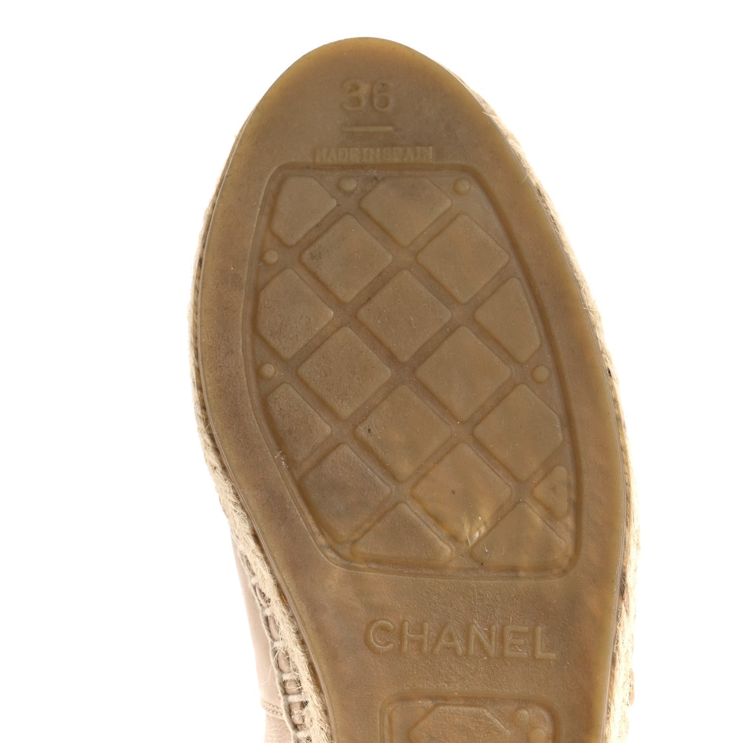 Lambskin CC Espadrilles 36 Beige Black