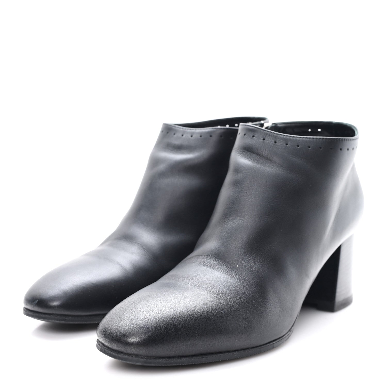 Calfskin Perforated Womens Booties 37.5 Black
