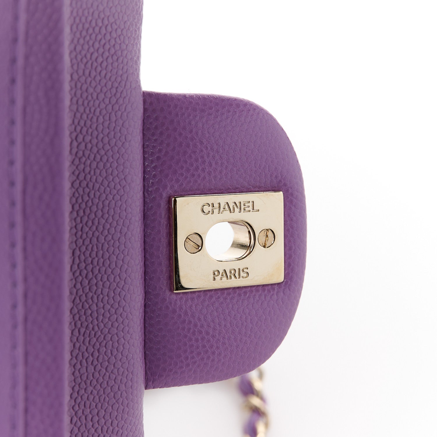 Caviar Quilted Small Double Flap Purple