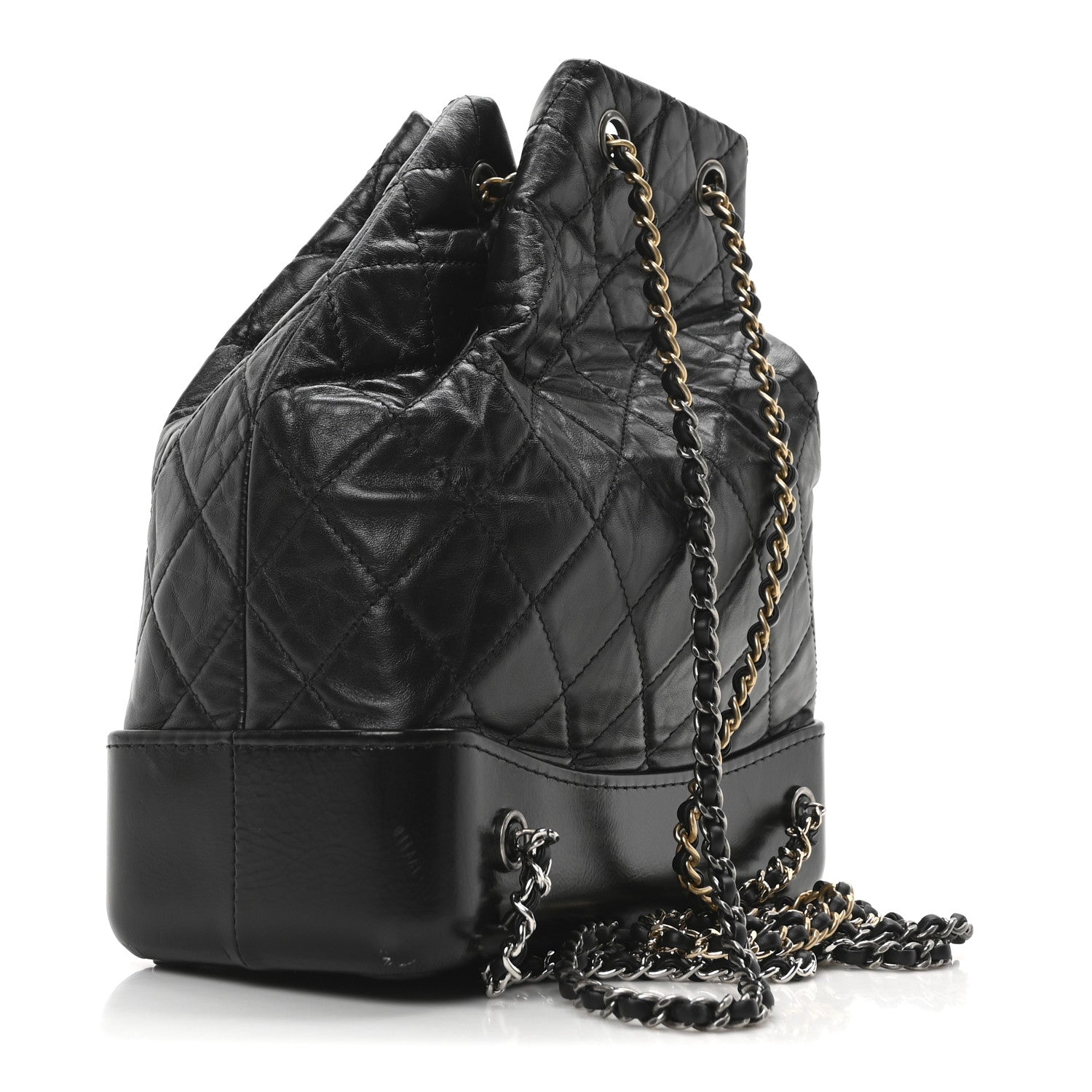 Aged Calfskin Quilted Small Gabrielle Backpack Black