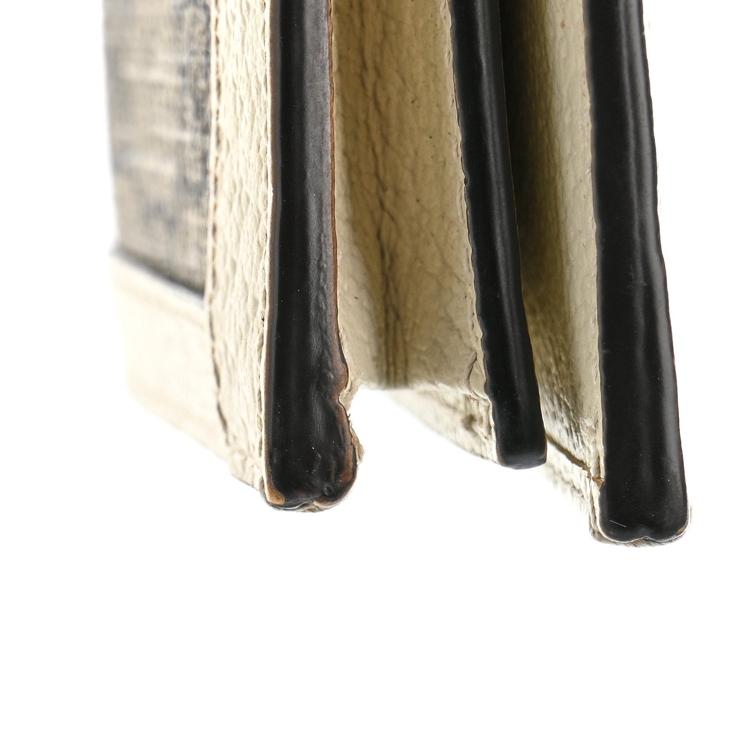 GG Supreme Monogram Textured Dollar Calfskin Web Ophidia Card Case Beige Ebony Mystic White