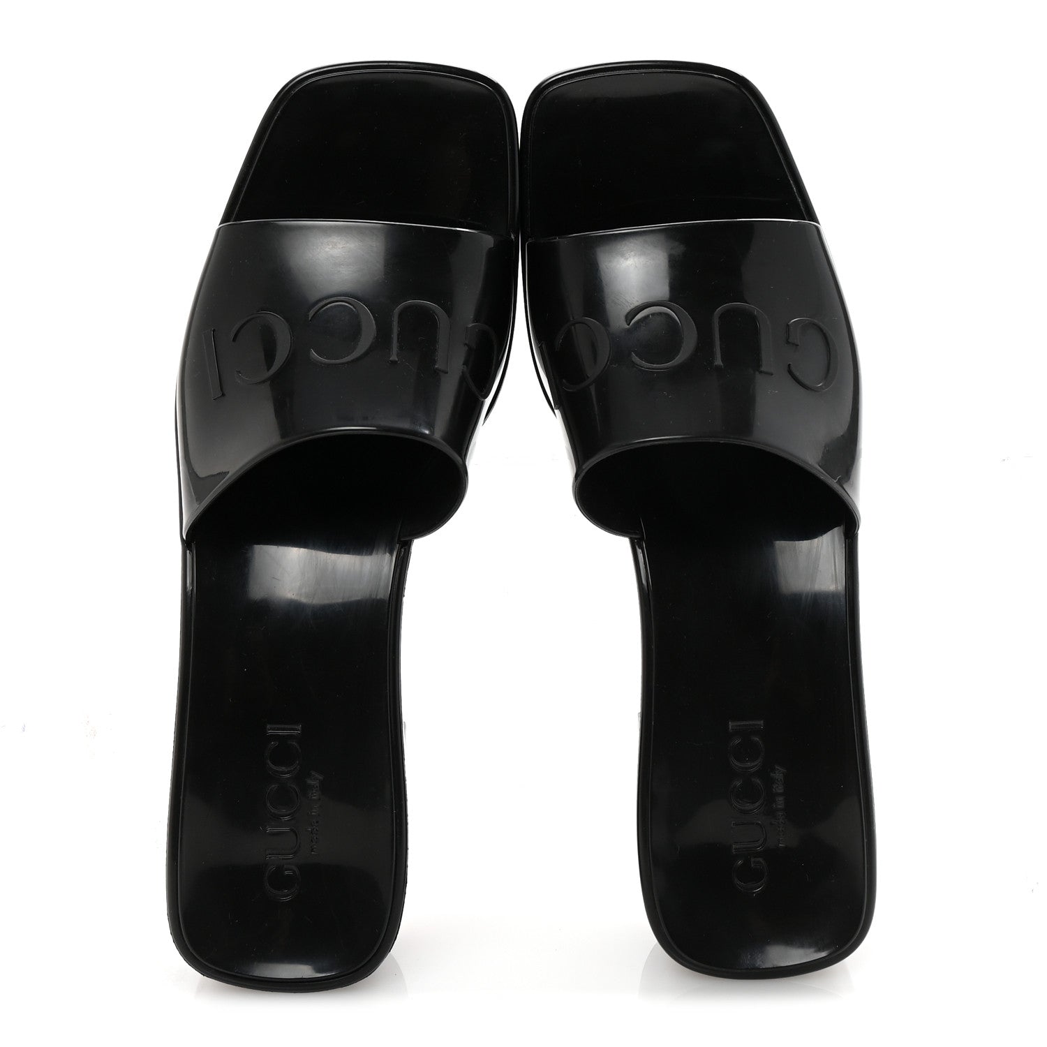 Rubber Gucci Logo Womens Platform 20/60mm Slide Sandals 36 Black