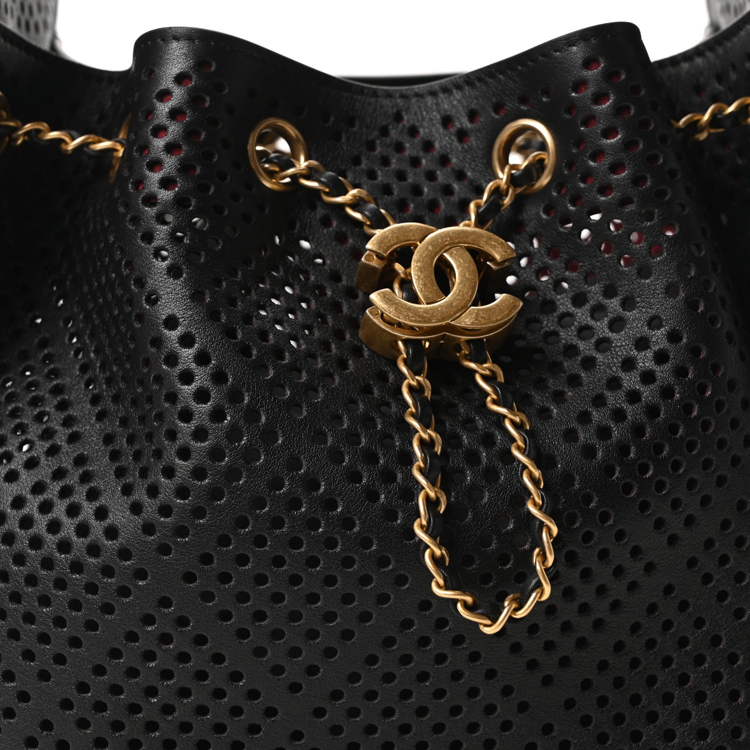 Perforated Calfskin Small Chanel 25 Handbag Black