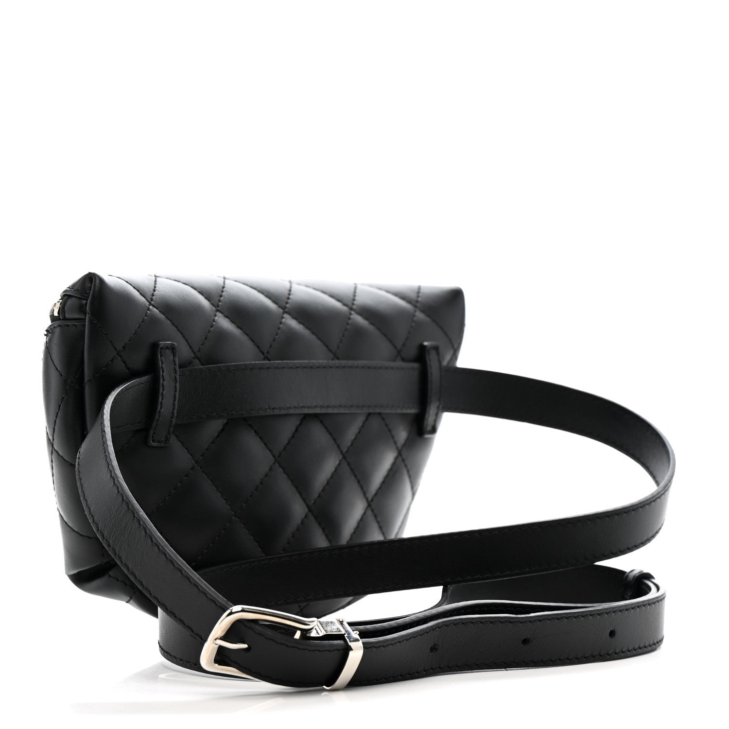 Lambskin Quilted Waist Belt Bag Black