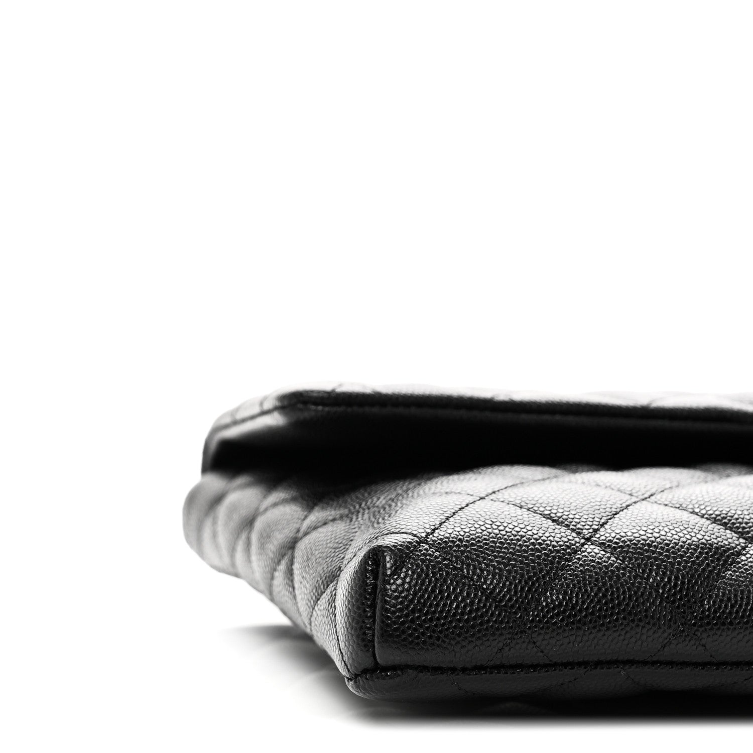 Caviar Quilted Flap Clutch Black