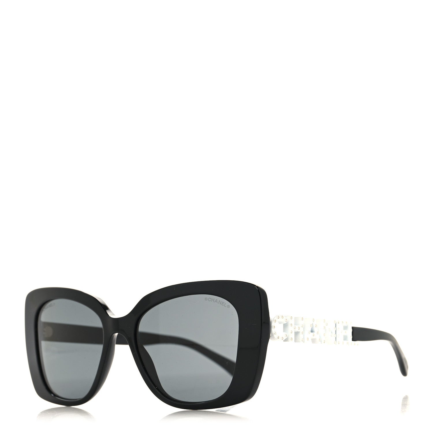 Acetate Strass Square Sunglasses 5422-B Black White