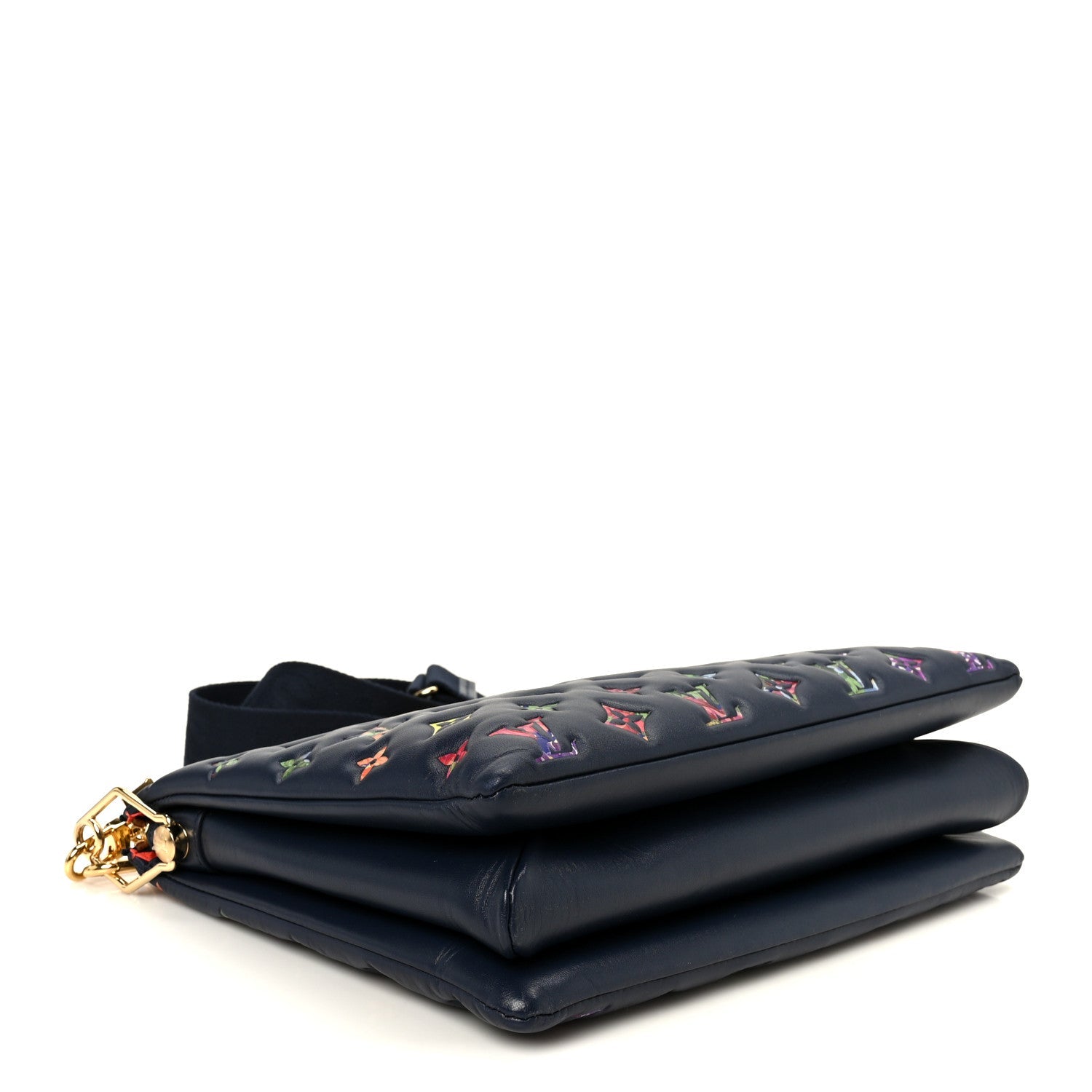 Lambskin Embossed Monogram LV Garden Coussin MM Navy Blue