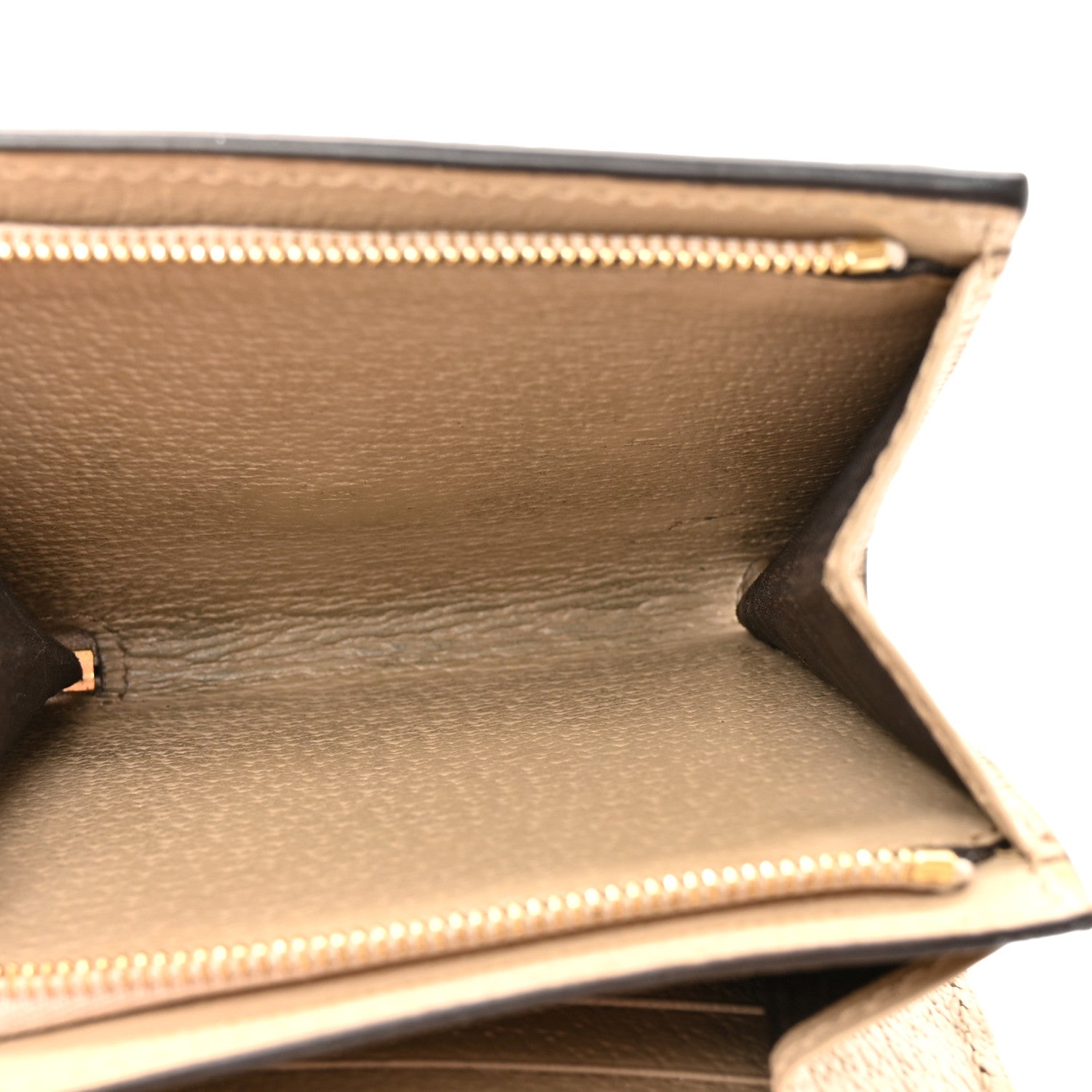 GG Supreme Monogram Textured Dollar Calfskin Web Ophidia Card Case Wallet Beige Mystic White Oatmeal