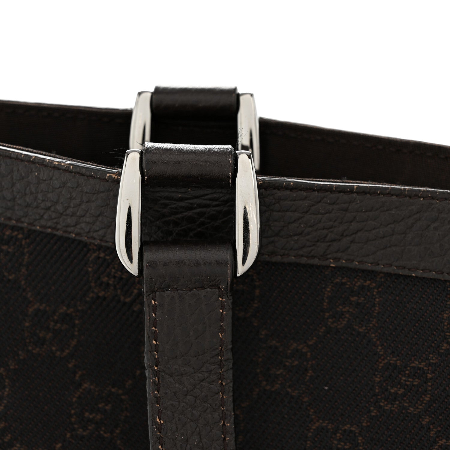 Denim Monogram Large Abbey Tote Dark Brown