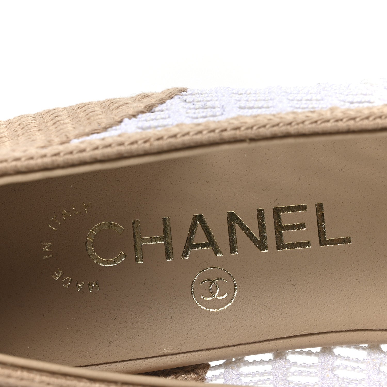 Raffia Cap Toe Ballerina Flats 37.5 White Beige