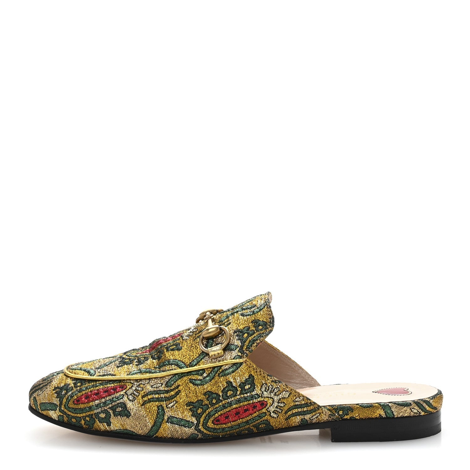 Iridescent Brocade Womens Princetown Slippers 36 Gold Multicolor